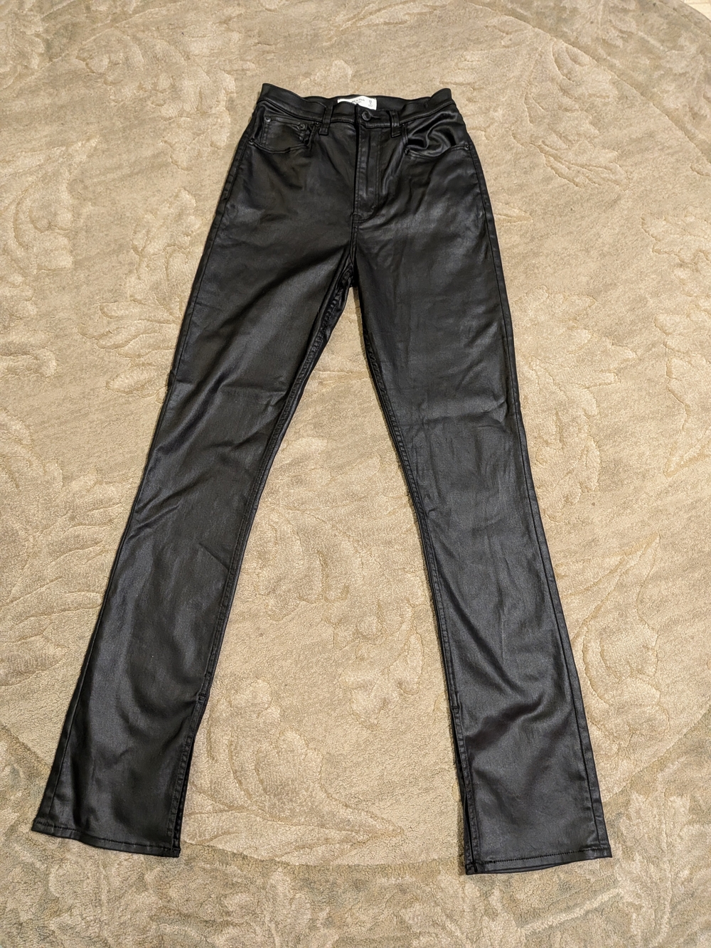 Abercrombie & Fitch Black Faux Leather Skinny Pants